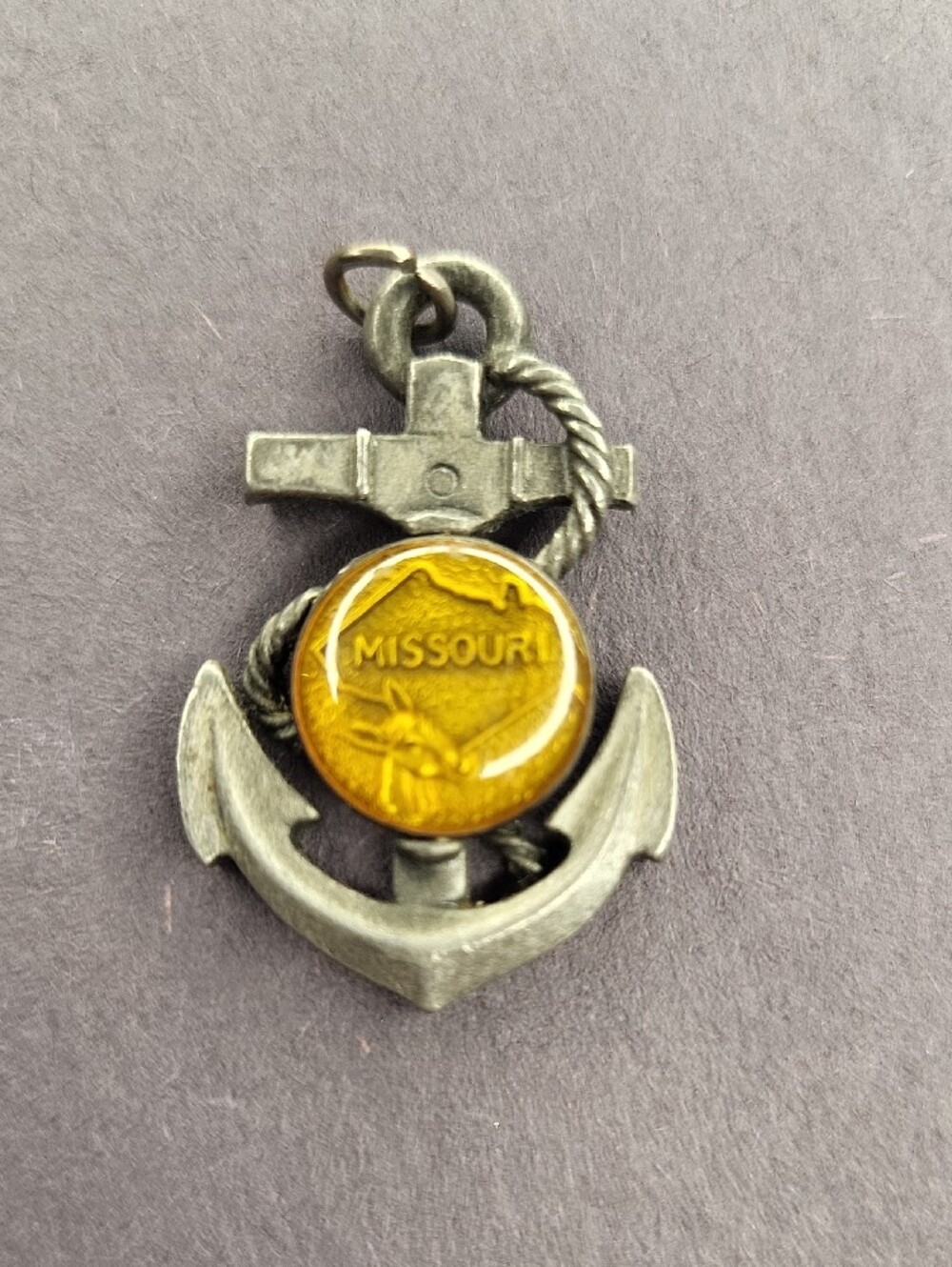Anchor Charm Pendant with Golden Missouri Accent